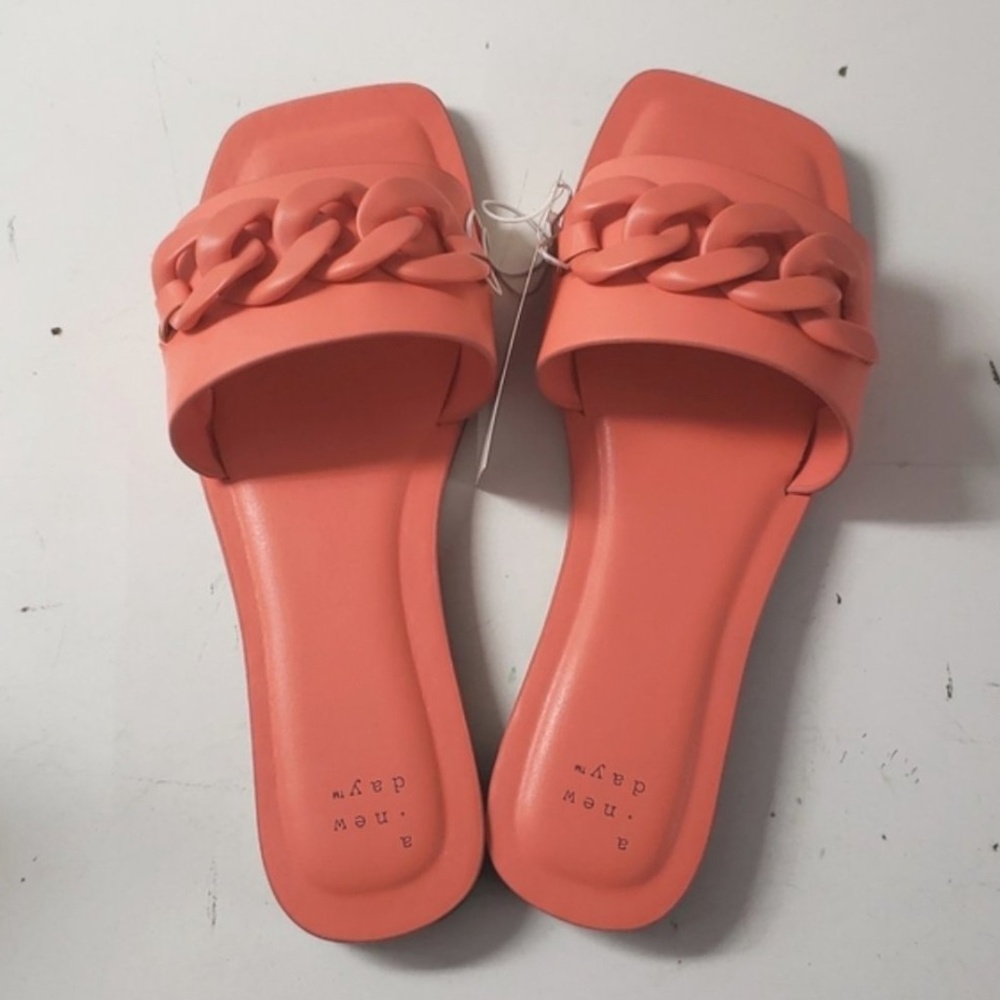 NWT A New Day Women's Viv Chain Slide Sandals - Coral Pin